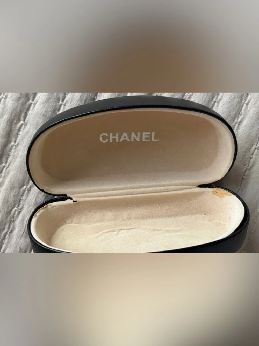 CHANEL Black Sunglasses Case with Embossed Logo